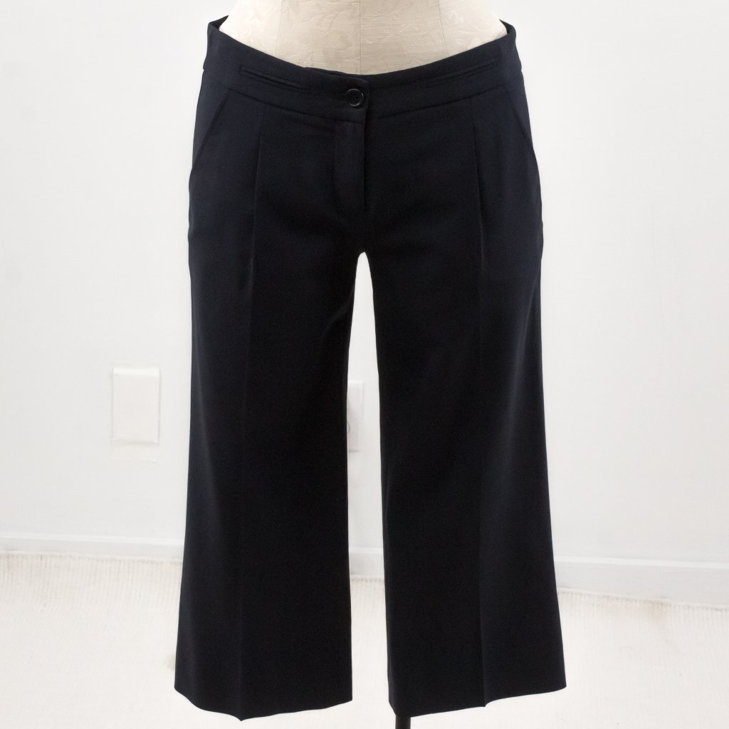 Bcbgmaxazria 4 Wool Capri Cropped Pants Dark Blue